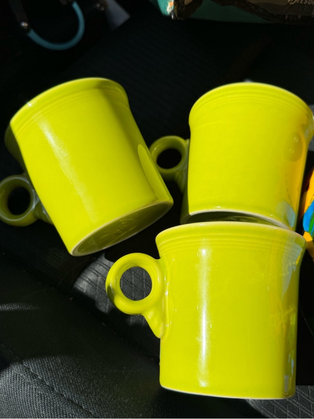 Fiesta Mugs Bright Lime Green Ceramic Mug Set